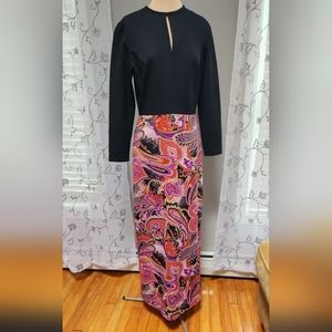 Vintage Bleeker Street Paisley Keyhole Maxi Dress